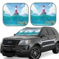 thumbnail image 1 of Goofa Lighthouse Sea Port Pattern 2 Piece Car Windshield Sun Shade Foldable | Front Windshield Shade for Sun, Heat and UV Rays | Sunshade for Car Front Window-, 1 of 6