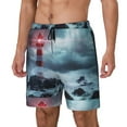 thumbnail image 1 of Goofa Lighthouse in a Stormy Sea Printed Men's Swim Trunks Board Shorts Quick Dry Mens Swimming Trunks with Compression Liner,Breathable Fit Hawaii Beach Shorts-X-Large, 1 of 9