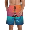 thumbnail image 1 of Goofa Lighthouse and Whale Printed Mens Swim Trunks Summer Quick Dry Short Beach Swimwear Bathing Suits-Small, 1 of 9