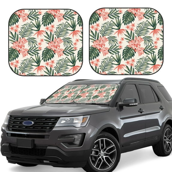 Goofa Lilies Flowers Pattern 2 Piece Car Windshield Sun Shade Foldable | Front Windshield Shade for Sun, Heat and UV Rays | Sunshade for Car Front Window-Medium