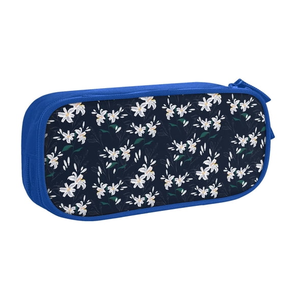 Goofa Lilies Flowers Pattern Big Capacity Pencil Pen Case Office College Large Storage High Capacity Bag Pouch Holder Box Organizer