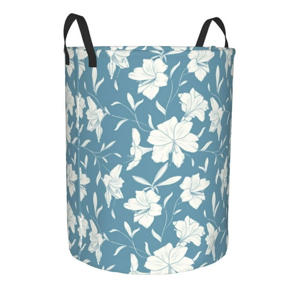 Goofa Lilies Flowers Printed Circular Hamper,Laundry Basket with Handles,Storage Baskets Foldable,Large Capacity Laundry Hamper-