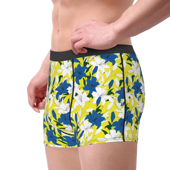 Goofa Lilies Flowers Printed Men's Boxer Briefs Underwear, Moisture-Wicking Underwear, Trunk,Soft and Breathable Cotton Underwear-Medium