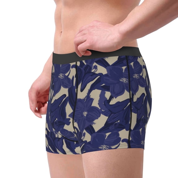 Goofa Lilies Flowers Printed Men's Boxer Briefs Underwear, Moisture-Wicking Underwear, Trunk,Soft and Breathable Cotton Underwear-X-Large