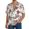 thumbnail image 1 of Goofa Lilies Flowers Printed Men's Casual Short-sleeved Shirt,Lightweight Breathable Button-down,Summer Casual men's top,Versatile Fashion shirt-, 1 of 7