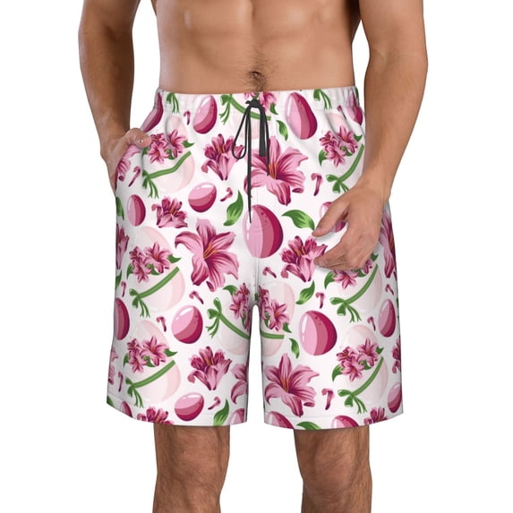 Goofa Lilies Flowers Printed Mens Swim Trunks Summer Quick Dry Short Beach Swimwear Bathing Suits-XX-Large