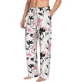 thumbnail image 1 of Goofa Lilies Flowers Printed Soft Pajama Pants for Men, Wide Leg Comfy Casual Lounge Yoga Pants-Large, 1 of 9