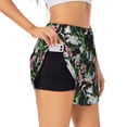 thumbnail image 1 of Goofa Lilies Flowers Printed Women 2 in 1 Running Shorts,Quick Dry Athletic Workout Shorts,High Waisted Athletic Shorts with Liner Pockets-Small, 1 of 9