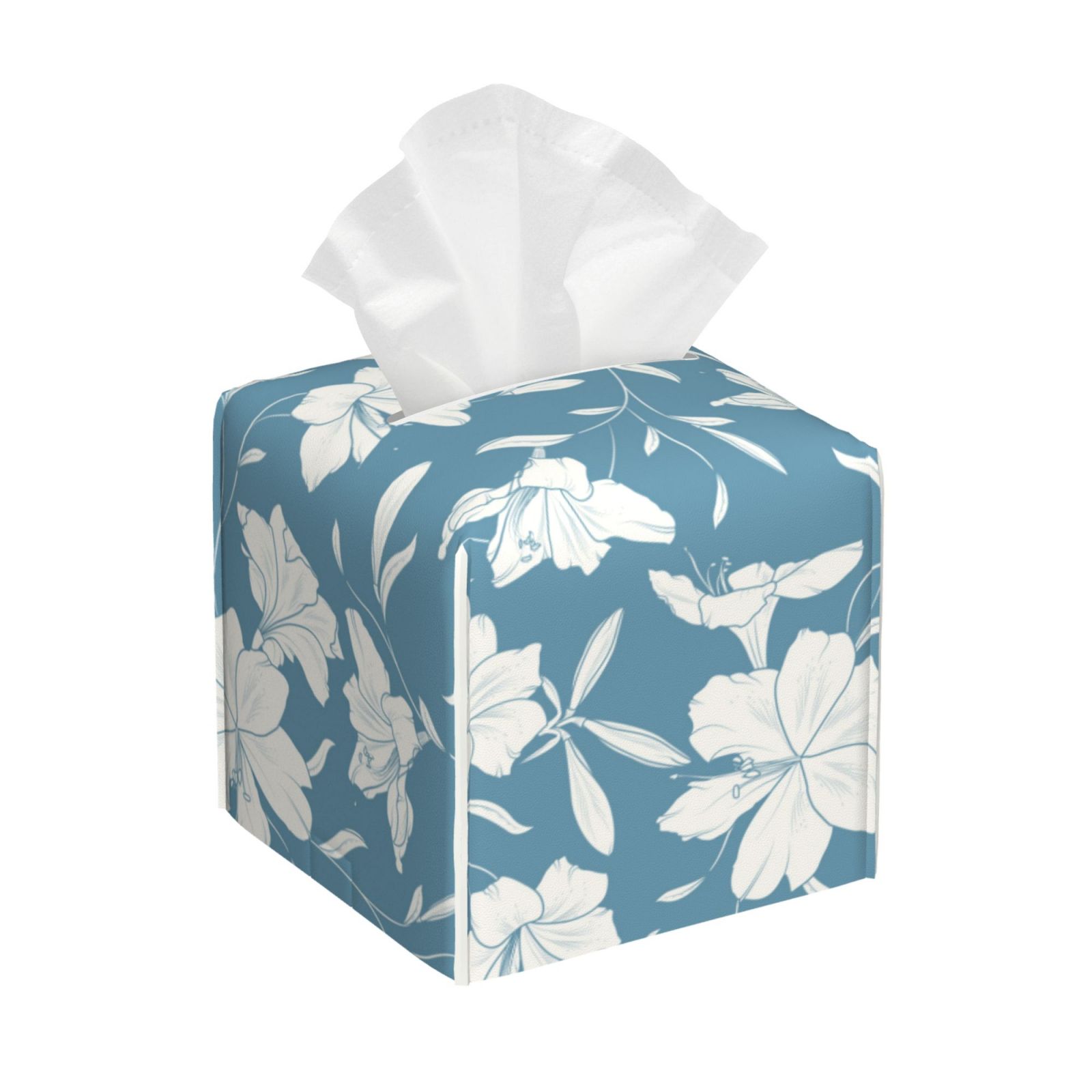 Goofa Lilies Flowers Tissue Box Cover PVC Leather Tissue Holder Square ...
