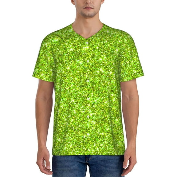 Goofa Lime green glitter Pattern Mens Golf Shirt Baseball T-shirt Moisture Wicking Dry Fit Performance Sport Short Sleeve Striped Golf Polo Shirts-