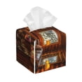 thumbnail image 1 of Goofa Log Cabin Inside Tissue Box Cover PVC Leather Tissue Holder Square Facial Tissue Case Facial Paper Organizer Dispenser for Bathroom, Vanity Countertop, 1 of 8