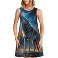 thumbnail image 1 of Goofa Lonely Night Sky Wolf for Summer Dresses for Women – Beach Floral Sundress, Casual Pockets Boho Tank Dress for Hot Days, 1 of 7