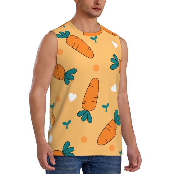 Goofa Love Carrot Printed Men's Sleeveless T-Shirt - Athletic Gym Workout Tank Top for Men - Moisture-Wicking, UPF 30+ Quick-Dry Muscle Tee-X-Large