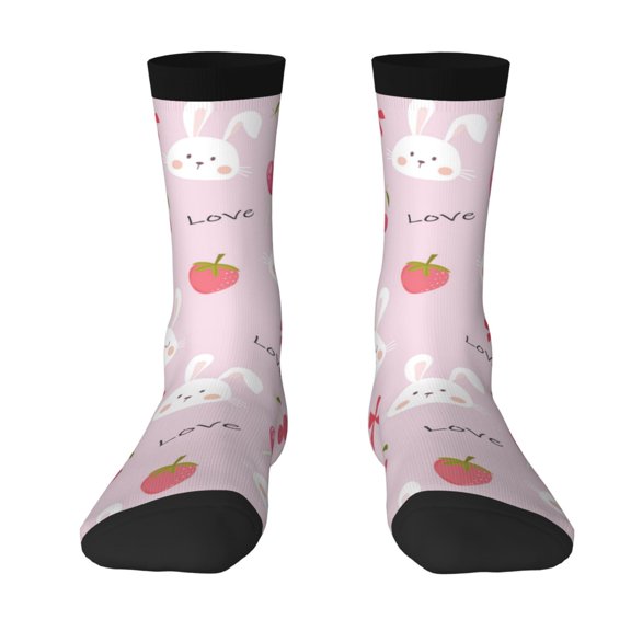 Goofa Love Rabbit Printed Men's Crew Socks, Soft Durable Breathable Moisture-Wicking with Odor Control Cotton socks