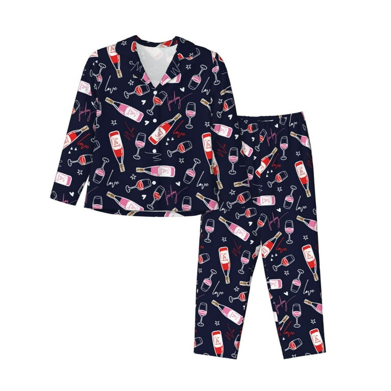 Goofa Love Wine Printed Women's Piece Pajama Set Super,Pajamas