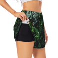 thumbnail image 1 of Goofa Lush Foliage Green Plant Printed Women 2 in 1 Running Shorts,Quick Dry Athletic Workout Shorts,High Waisted Athletic Shorts with Liner Pockets-Medium, 1 of 9