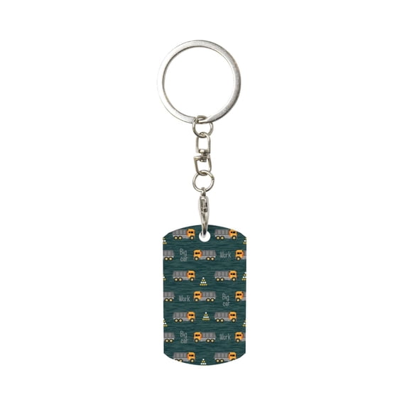 Goofa Machine Printed Rectangular Metal Keychain Bag Charm Floral Charm for Purse Keys Metal Keyring Gift for Women Accessories