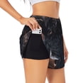 thumbnail image 1 of Goofa Majestic Black Yak Printed Women 2 in 1 Running Shorts,Quick Dry Athletic Workout Shorts,High Waisted Athletic Shorts with Liner Pockets-Small, 1 of 9