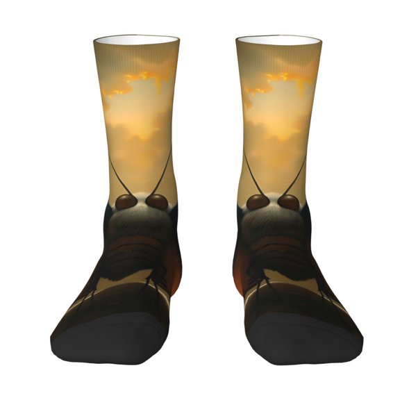 Goofa Majestic Butterfly Sunset Printed Men's Crew Socks, Soft Durable Breathable Moisture-Wicking with Odor Control Cotton socks