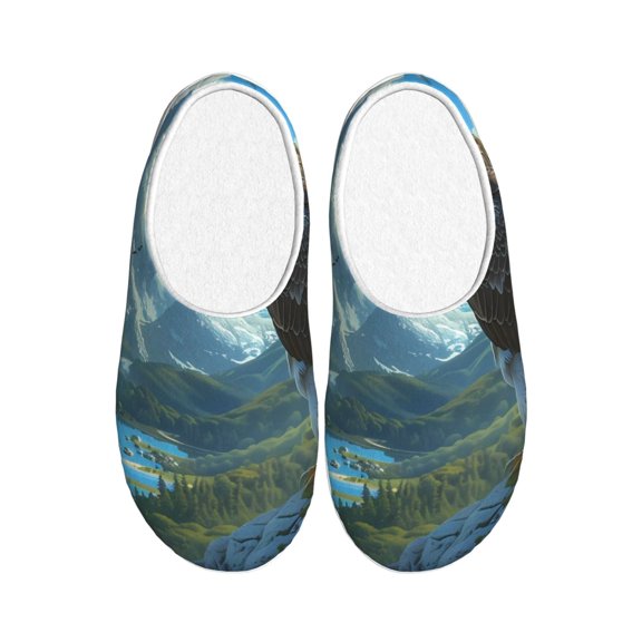 Goofa Majestic Eagle Over Castle Print Womens Mens Cotton Lightweight House Slippers , Washable Home Slippers,Indoor Comfy Bedroom Cozy Slippers-42/43