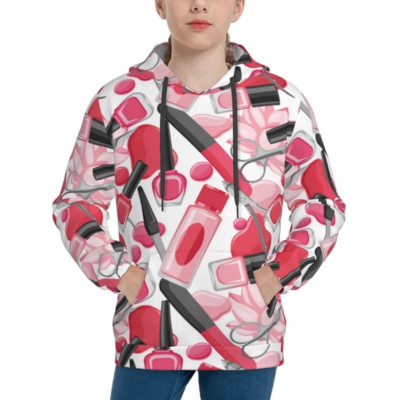 Goofa Makeup Pattern Hooded Sweatshirt for Youth Trendy youth sweatshirt Casual Hoodie for Boys and Girls-