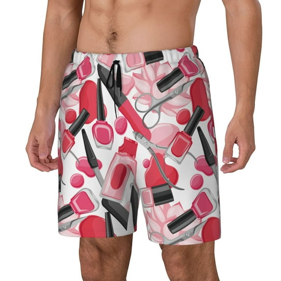 Goofa Makeup Printed Men's Swim Trunks Board Shorts Quick Dry Mens Swimming Trunks with Compression Liner,Breathable Fit Hawaii Beach Shorts-Small