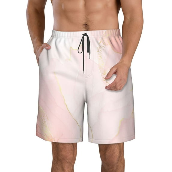 Goofa Marble Printed Mens Swim Trunks Summer Quick Dry Short Beach Swimwear Bathing Suits-