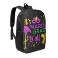 thumbnail image 1 of Goofa Mardi Gras with Flamingo Pattern 17in Student Backpack - School, Travel, Work Bookbag -Laptop Backpack,Water Resistant College School Computer Bag, 1 of 6