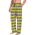 thumbnail image 1 of Goofa Mardi Gras Purple Yellow Plaid Printed Soft Pajama Pants for Men, Wide Leg Comfy Casual Lounge Yoga Pants-XX-Large, 1 of 9