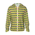 thumbnail image 1 of Goofa Mardi Gras Purple Yellow Plaid Printed Women's UPF 50+ Sun Protection Hoodie Jacket Lightweight Long Sleeve Sun Shirt for Women with Pocket Hiking Outdoor-Small, 1 of 9