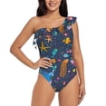 thumbnail image 1 of Goofa Marine Inhabitants Pattern Women's One Piece Swimsuits Tummy Control Bathing Suits Asymmetric One Shoulder Swimwear-Large, 1 of 6