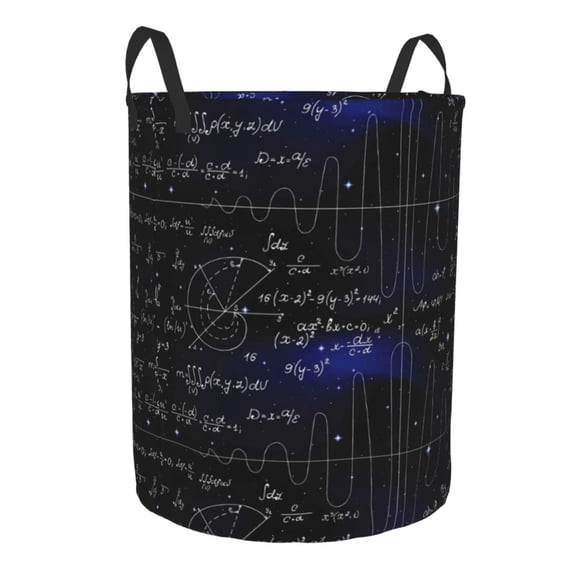 Goofa Mathematica Science Printed Circular Hamper,Laundry Basket with Handles,Storage Baskets Foldable,Large Capacity Laundry Hamper-Small