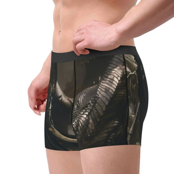 Goofa Medieval Knight And Dragon Printed Men's Boxer Briefs Underwear, Moisture-Wicking Underwear, Trunk,Soft and Breathable Cotton Underwear-XX-Large
