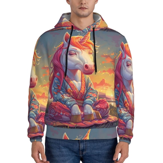 Goofa Meditating Cute Horse for Men's Hooded Sweatshirt - Lightweight Pullover Hoodie with Kangaroo Pocket, Perfect for Everyday Wear-3X-Large