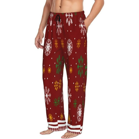 Goofa Merry Christmas Printed Soft Pajama Pants for Men, Wide Leg Comfy Casual Lounge Yoga Pants-X-Large