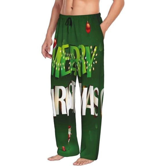 Goofa Merry Christmas Printed Soft Pajama Pants for Men, Wide Leg Comfy Casual Lounge Yoga Pants-XX-Large