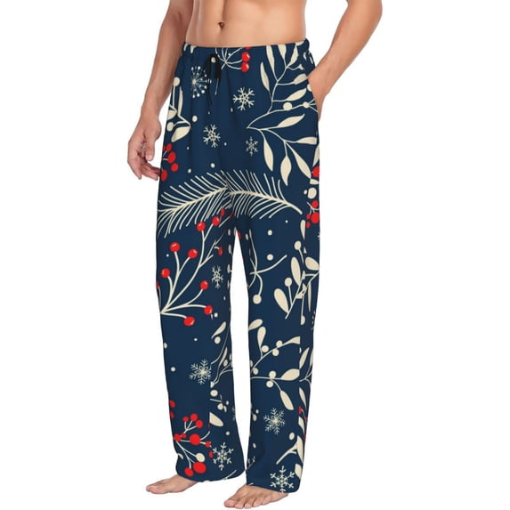 Goofa Merry Christmas Printed Soft Pajama Pants for Men, Wide Leg Comfy Casual Lounge Yoga Pants-