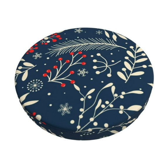Goofa Merry Christmas Printed Stool Covers Round, Waterproof Round Bar Stool Covers Anti-Slip Round Bar Stool Seat Cover with Elastic Bands Durable -13 inch