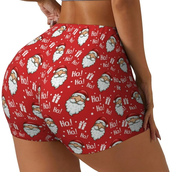 Goofa Merry Christmas Santa Claus A Printed Workout Shorts Women Seamless Scrunch Butt Lifting High Waisted Gym Booty Shorts Elastic Workout Shorts-X-Large