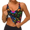 thumbnail image 1 of Goofa Mexican Flower Traditional1 Printed Sports Bras for Women, High Impact Running Bra Workout Crop Tank Tops Longline Sports Bra Push up-Medium, 1 of 9