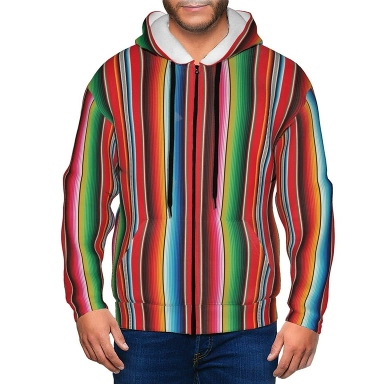 Goofa Mexican Serape Blanket Stripes Pattern Mens Full-zip Hoodie