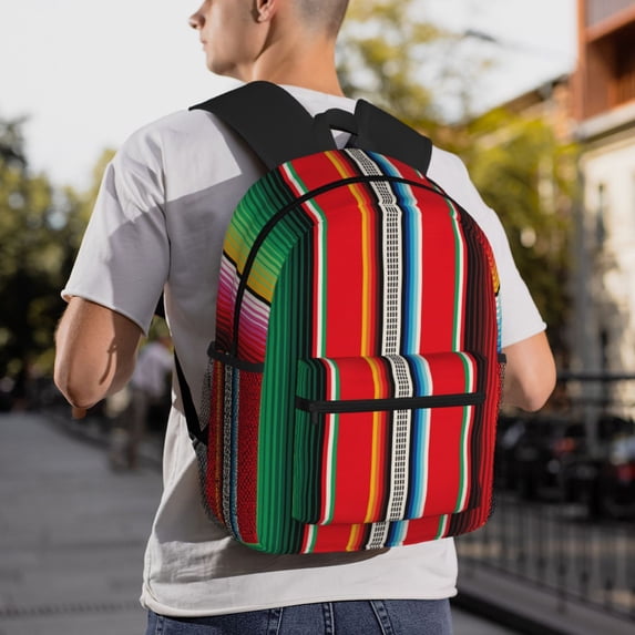 Goofa Mexican Serape Blanket Stripes Print Casual Backpack for Women Men,Waterproof High School Bookbag,Lightweight Travel Daypack,Classic College Backpack,Laptob Backpack