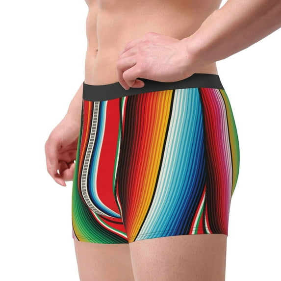Goofa Mexican Serape Blanket Stripes Printed Men's Boxer Briefs Underwear, Moisture-Wicking Underwear, Trunk,Soft and Breathable Cotton Underwear-XX-Large
