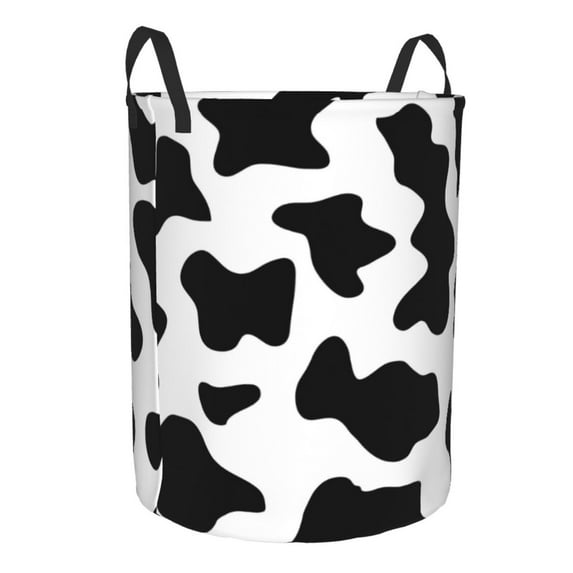 Goofa Milk Cow Printed Circular Hamper,Laundry Basket with Handles,Storage Baskets Foldable,Large Capacity Laundry Hamper-Medium