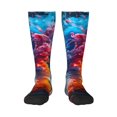 thumbnail image 1 of Goofa Modern Art Red And Blue Colors Pattern Adult Stockings, Color-Block Knee High Socks, Comfortable and Breathable, Soft and Stretchable, Sports, and Decoration, 1 of 6