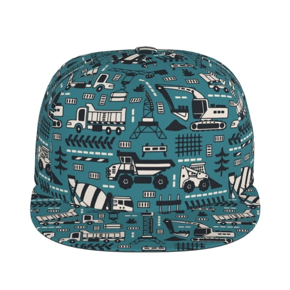 Goofa Modern Excavator Printed Men's Baseball Cap,Straight Brim Hat,Golf Dad Hat,Versatile Style,Sun Protection Cap,Travel Hat