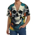 thumbnail image 1 of Goofa Modern Hip-Hop Skull Printed Men's Casual Short-sleeved Shirt,Lightweight Breathable Button-down,Summer Casual men's top,Versatile Fashion shirt-4X-Large, 1 of 7