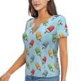 thumbnail image 1 of Goofa Modern Ice Cream Pattern Womens Deep V Neck Low Cut Tops Casual Summer Short Sleeve Ribbed Knit T-Shirts-XX-Large, 1 of 5