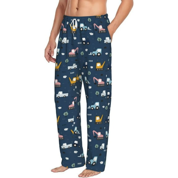 Goofa Modern Modern Excavator Printed Soft Pajama Pants for Men, Wide Leg Comfy Casual Lounge Yoga Pants-X-Large