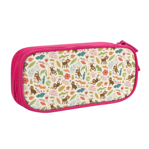 Goofa Monkeys in the Jungle Pattern Big Capacity Pencil Pen Case Office College Large Storage High Capacity Bag Pouch Holder Box Organizer